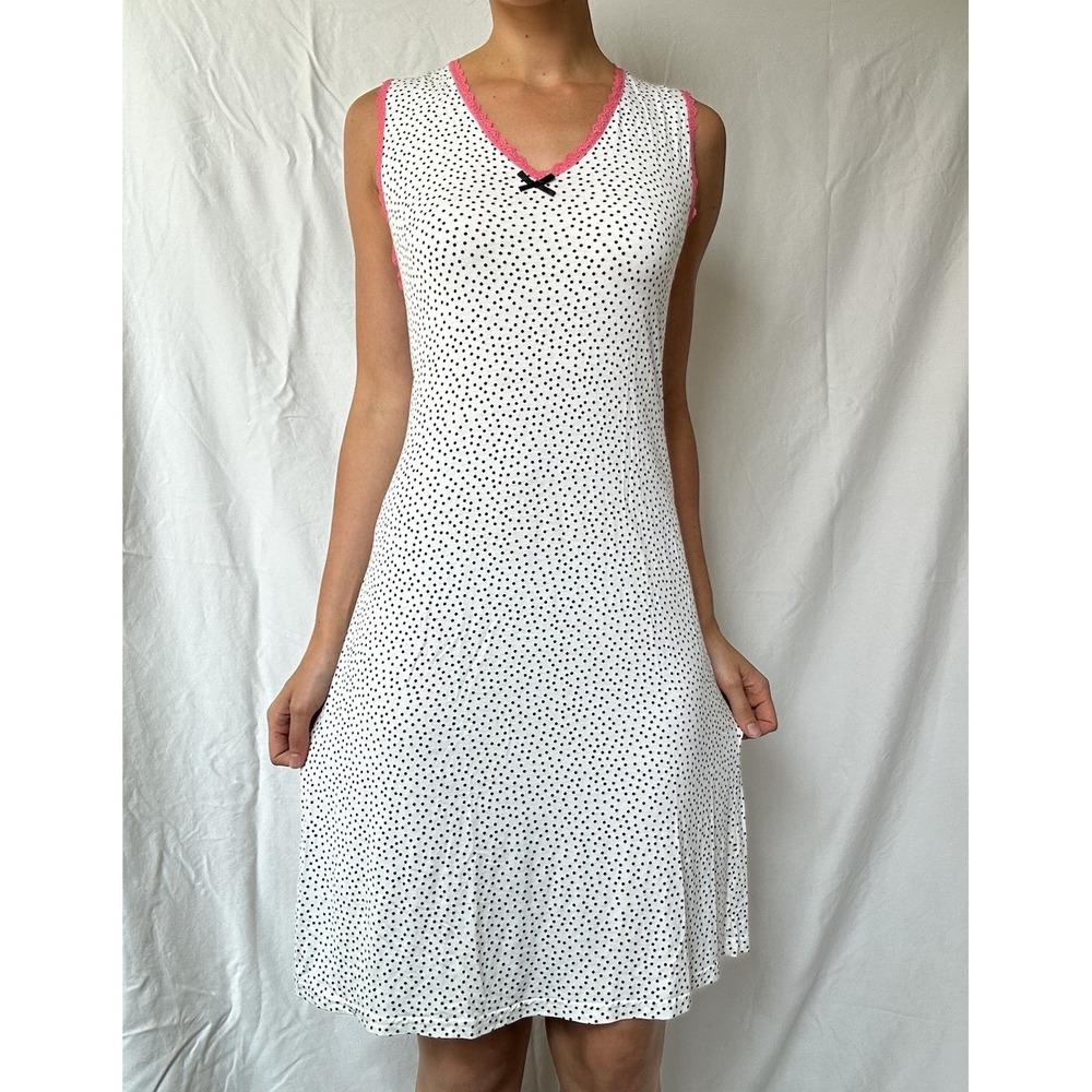 Vintage Y2K Polka Dot Slip Dress Feminine Romantic Coquette Dainty Ditsy